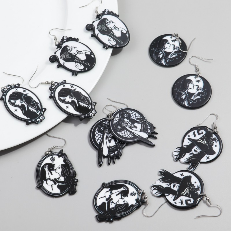 Gothic Earrings Manufacturer - Dark Jewelry Geometric Acrylic Drop Snake Halloween Witch Ghost Bride