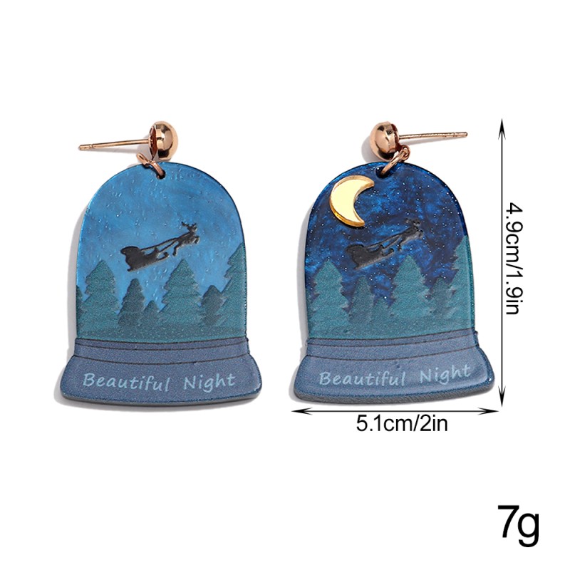 Designer Earrings Factory - Creative Designer Painting Beautiful Night Moon Forest Castle Stars Acrylic