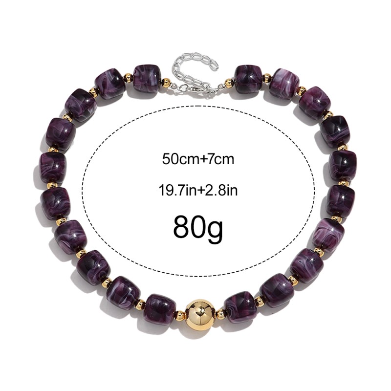 Designer Necklace Manufacturer - Fashion New Designer Jewelry Necklace Colorful Square Beads Geometric Round