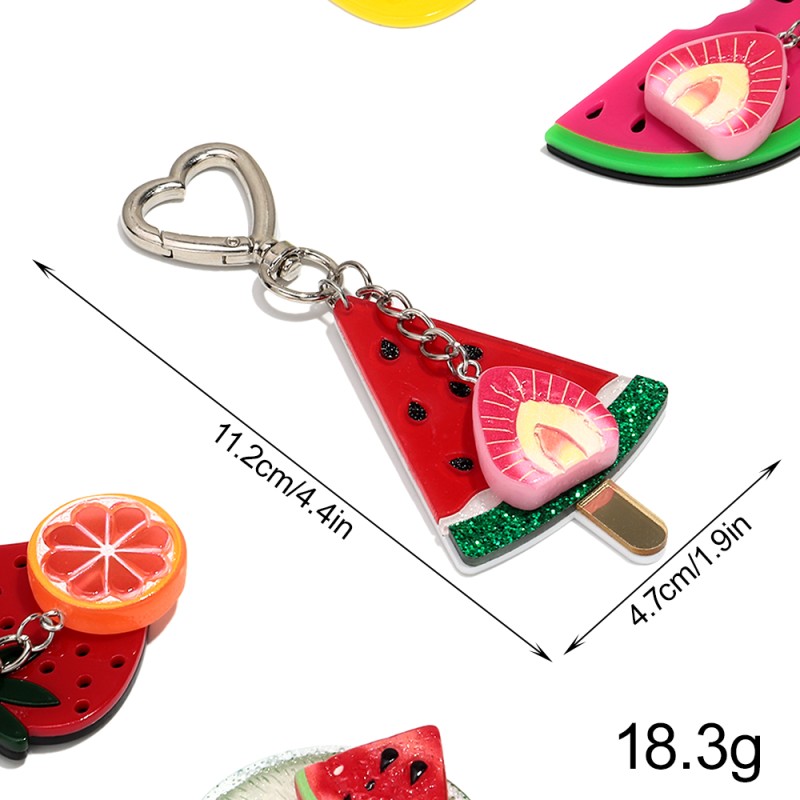 Fruit Keyring Supplier - Cute Cartoon Fruit Pendant Keyring Fun Strawberry Pineapple Watermelon Orange Cherry
