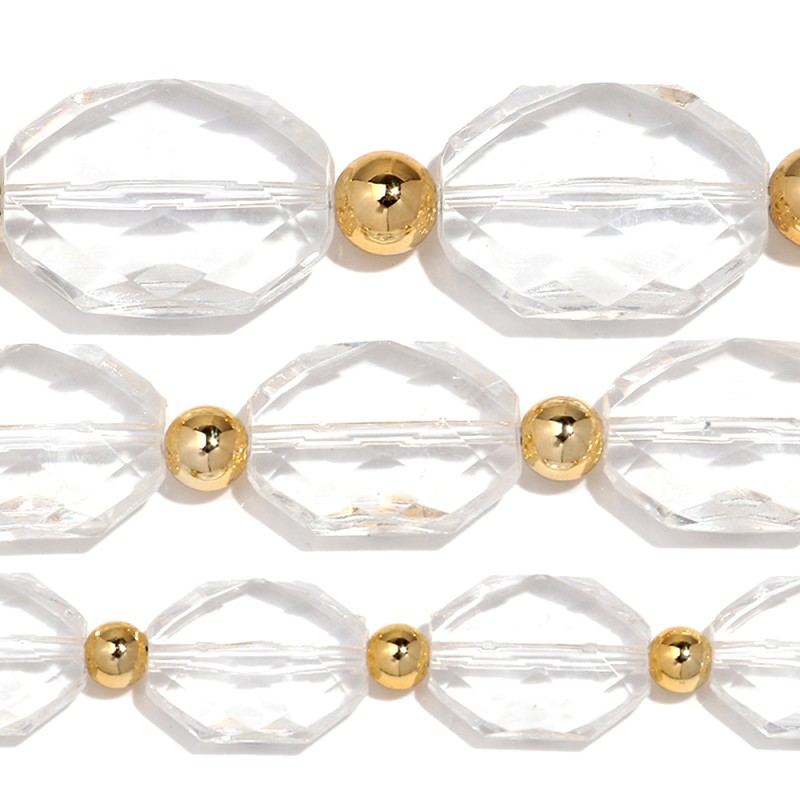 Crystal Necklace Manufacturer - New Fashionable Crystal Jewelry Gold CCB Beads Irregular Transparent Beaded