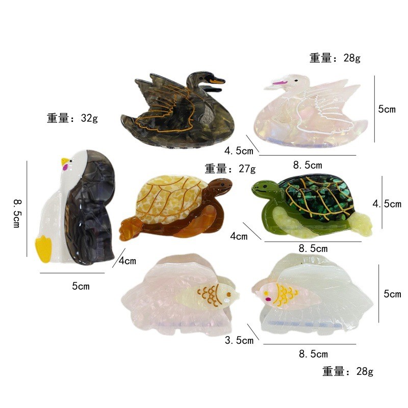 Turtle Hairpin Supplier - Women's Hair Accessories Marine Animal Turtle Hairpin Design Acetate Fun Hair Claw Clips