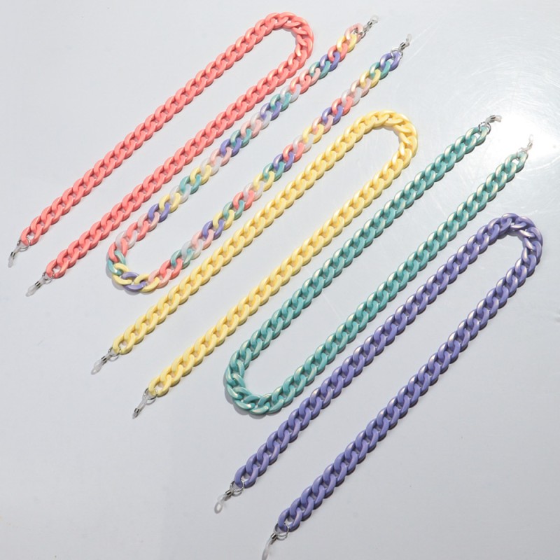 Colored Chain Factory - New Simple Colored Resin Links Pearl White Gloss Vintage Glasses Chain with Rubber Ring