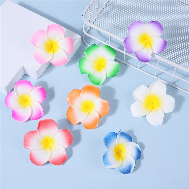 Flower Hair Decor Supplier - Hot Selling Artificial Plumeria Foam Flower Stylish Side Hair Decorations With Bangs Clip