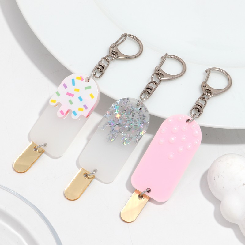 Food Keychain Factory - Cartoon Cute Casual Bag Pendant Food Charms Interesting Popsicle pink Pearl Watermelon