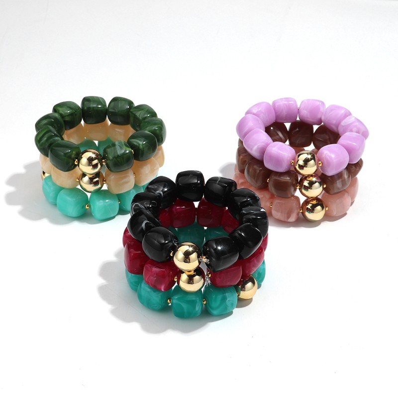 Bohemian Bracelet Supplier - Simple Bohemian Style Women's Bracelet Jewelry Colorful Marble Resin Geometric Square