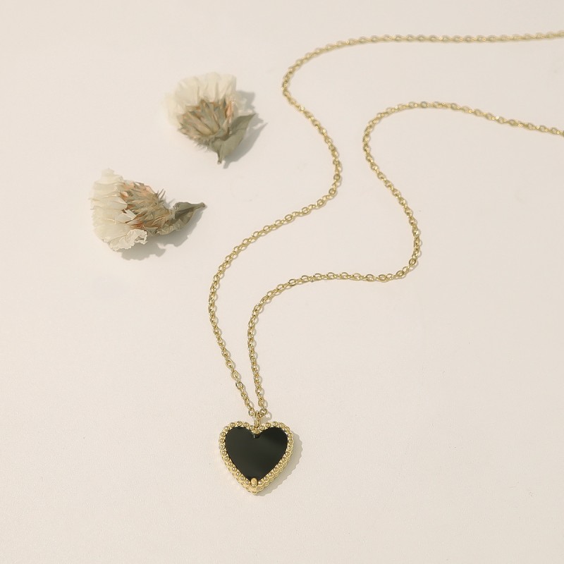 Green Heart Set Factory - Fashion 18k Gold Plated Green Heart Necklace Earrings Bracelet Set Exquisite Stainless Steel