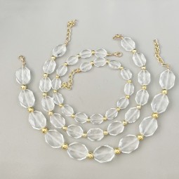 Crystal Necklace Manufacturer - New Fashionable Crystal Jewelry Gold CCB Beads Irregular Transparent Beaded