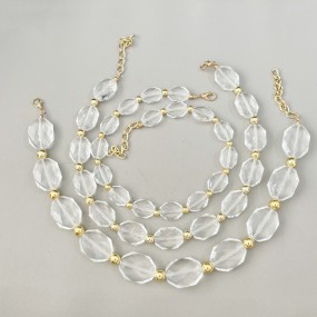 Crystal Necklace Manufacturer - New Fashionable Crystal Jewelry Gold CCB Beads Irregular Transparent Beaded