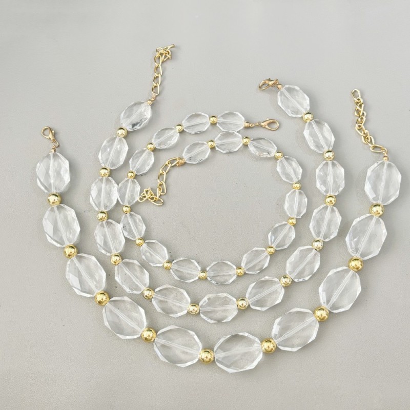 Crystal Necklace Manufacturer - New Fashionable Crystal Jewelry Gold CCB Beads Irregular Transparent Beaded