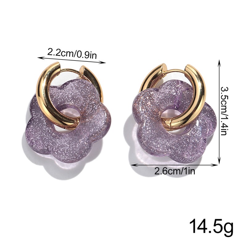 Hoop Earrings Factory - New Arrival Trendy Jewelry Stainless Steel Hoop Earrings Shiny Glitter Flower