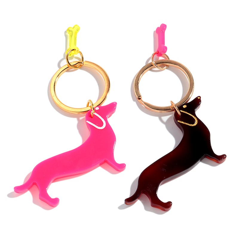 Dog Keychain Factory - New Best-selling Cartoon Dog Neon Pink Bone Cute Animals Pendant Car Key Wallet