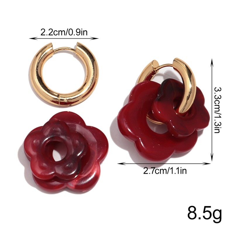 Marble Earrings Supplier - Bohemian Style Stainless Steel Jewelry Colorful Marble Flower Charms DIY Acrylic