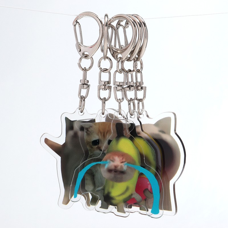 Cat Keychain Supplier - 2025 Funny Party Jewelry Bag Accessories Cartoon Cat Pendant Keyring Customized Emoticon