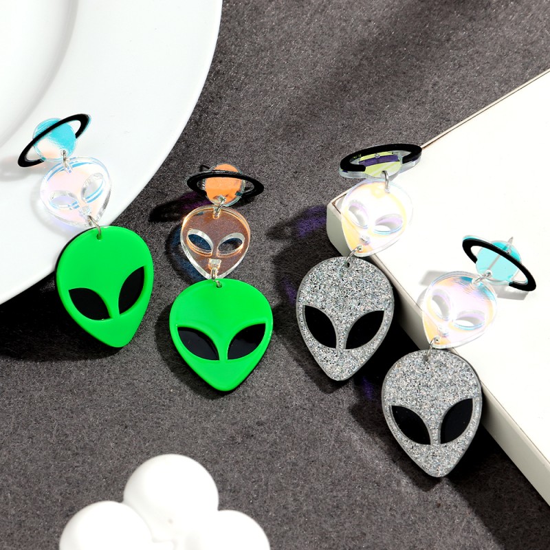 Halloween Earrings Manufacturer - New Arrival 2025 Halloween Jewelry Party Earrings Funny Laser UFO Alien