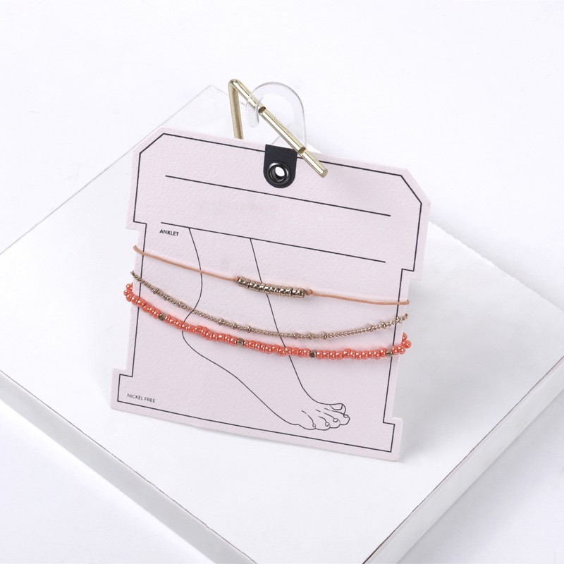 Three-layer Factory - Fashion Hit Bohemian Three-layer Style Multi-layer Resin Rice Beaded Anklet Jewelry Gift Thin Charm