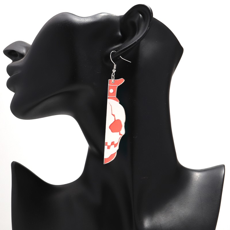 Laser Earrings Manufacturer - New Gothic Party Jewelry Personalized Laser Cutting Earrings Skull Knife