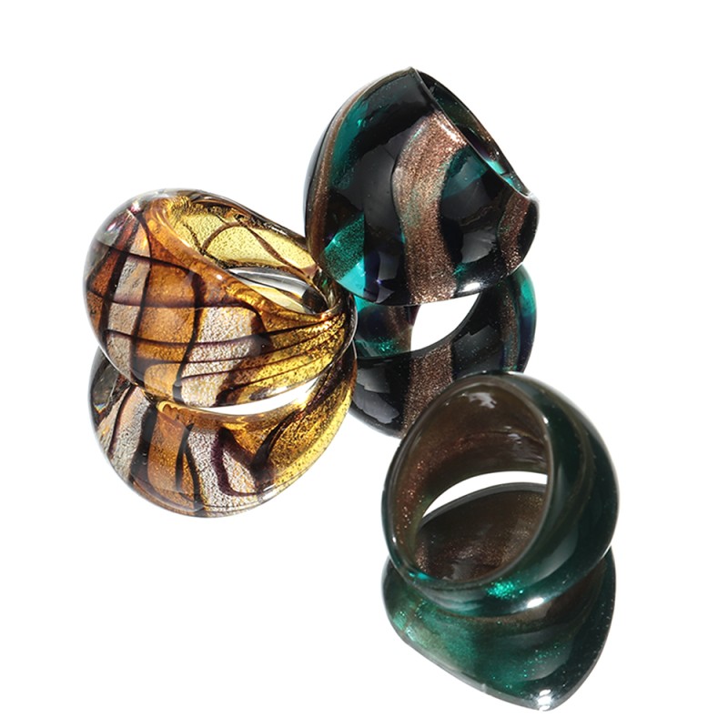 Korean Ring Manufacturer - Korean Retro Design Ring Irregular Geometric Wide Colorful Glitter Creative Leopard Print