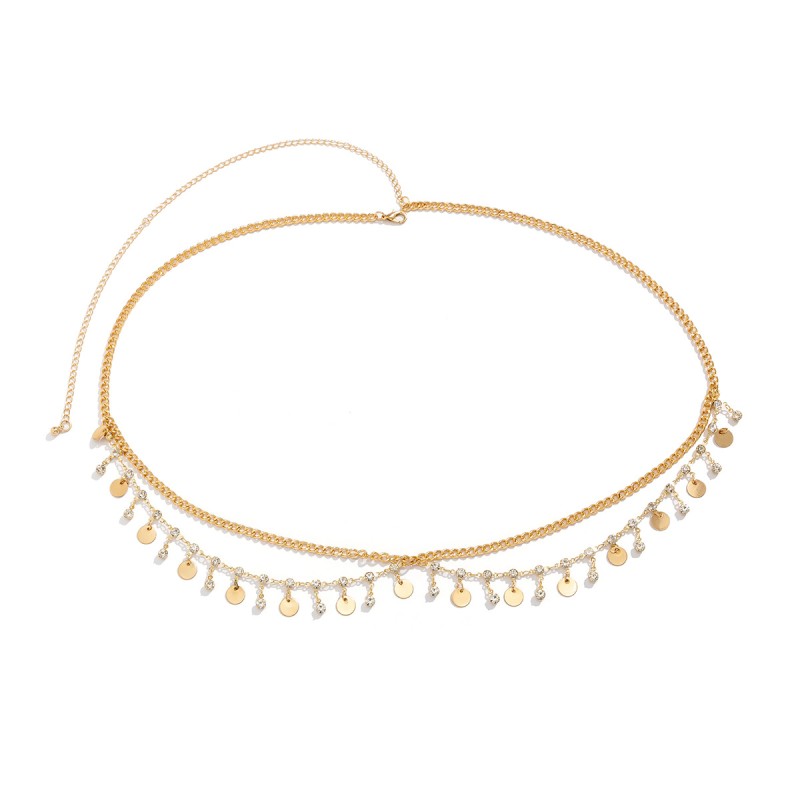 Rhinestone Chain Supplier - Hot Selling Boho Geometric Rhinestone Star Tassel Belly Waist Chain 18K Gold for Party Gift