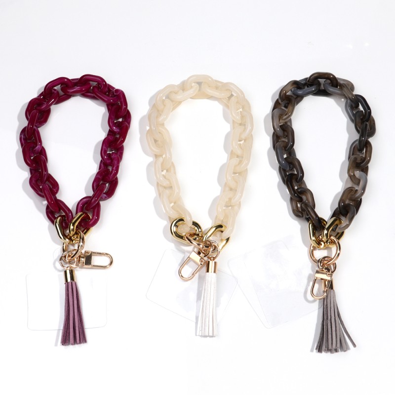 Phone Chain Supplier - New MultiColor Smartphone Fringe Acrylic Mobile Phone Chain Geometric Acrylic Lanyard