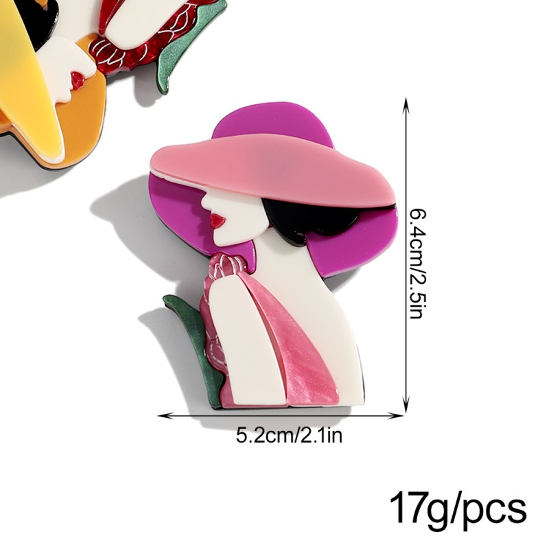 Character Brooch Supplier - Modern 2025 Cartoon Character Brooch Pin Accessory Elegant Woman with Hat Custom