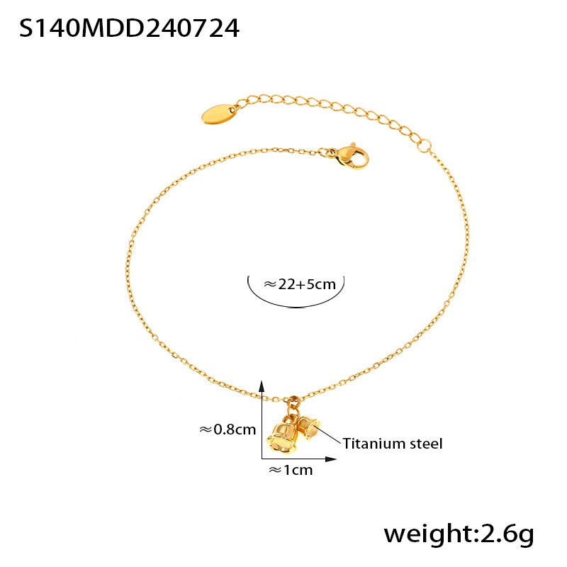 Vintage Anklet Manufacturer - 2024 Vintage Summer Holiday Party Gold Lily of Bell Flower Anklet Titanium Steel Chain