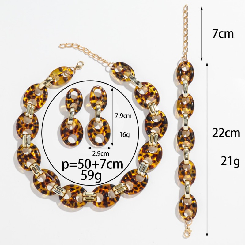 Coffee Set Manufacturer - Vintage Women's Jewelry Casual Coffee Seeds Chain Personality Leopard Print CCB Link Chains