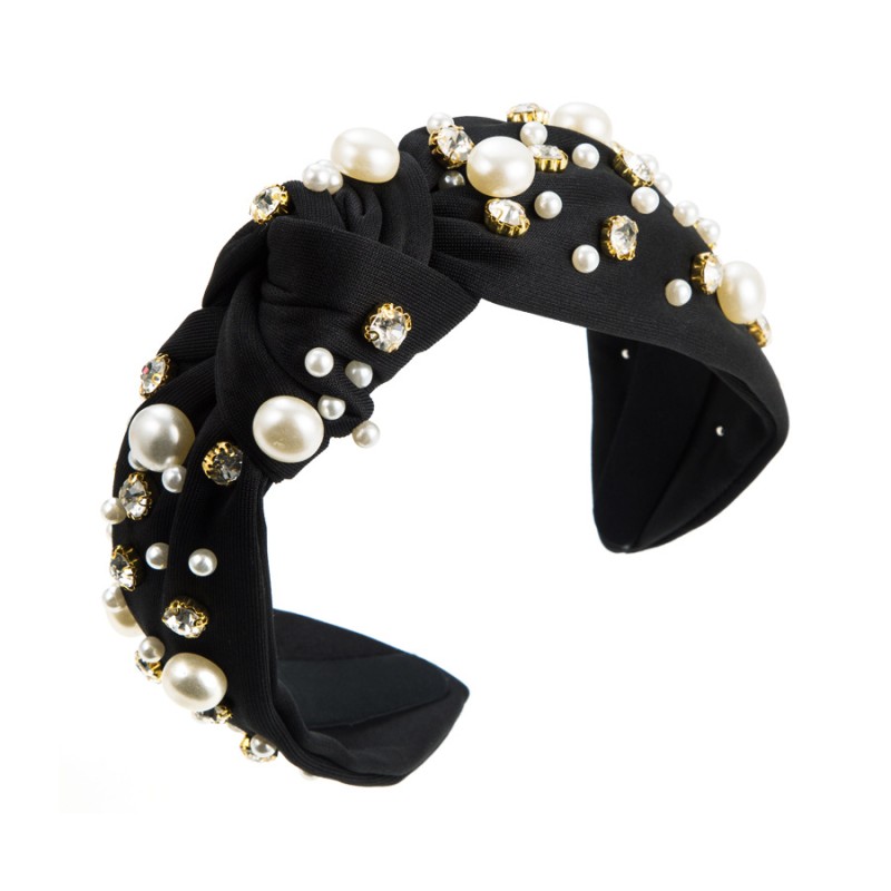 Headbands Factory - Wholesale Trend Inlay Pearl Rhinestone Headbands Personality Coloured Wide Headbands for Women