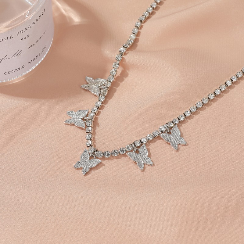Cuban Anklet Supplier - Wholesale Butterfly Alloy Rhinestone Cuban Chain Anklet Foot for Women Bulk Butterfly Birthstone