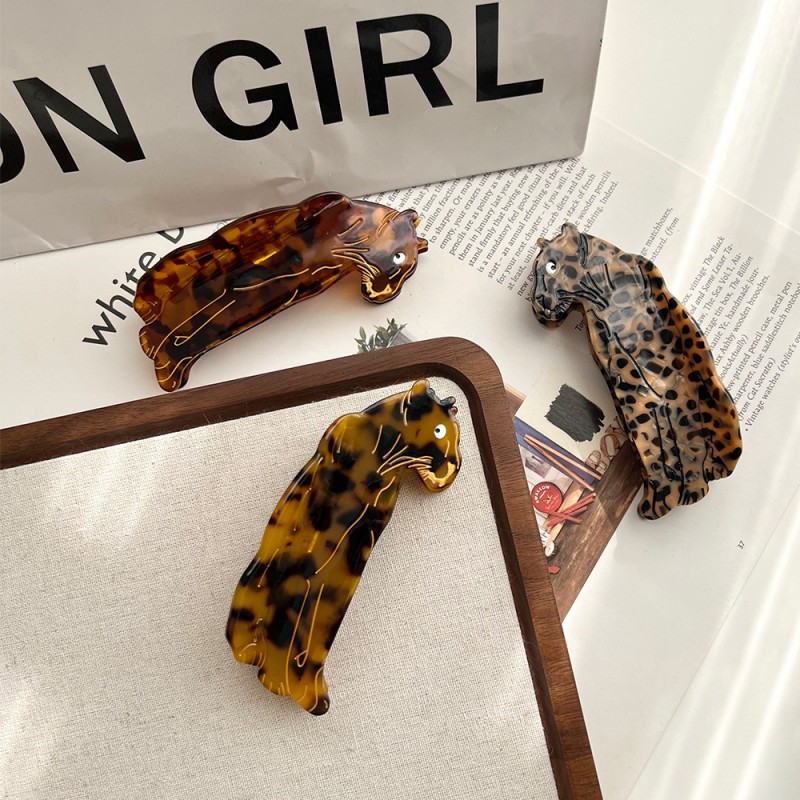 Hair Claw Factory - European American Popular Customizable 10cm Tiger Leopard Hair Claw Cartoon Acetate Accessory