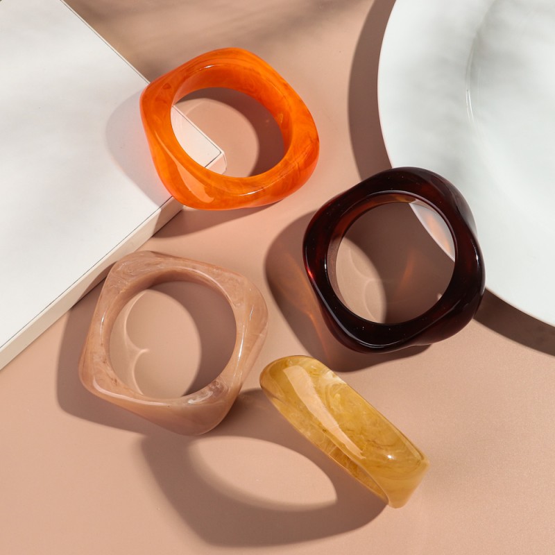 Designer Bangle Manufacturer - Vintage Chunky Boho Fashion Designer Jewelry Resin Geometric Marble Acrylic