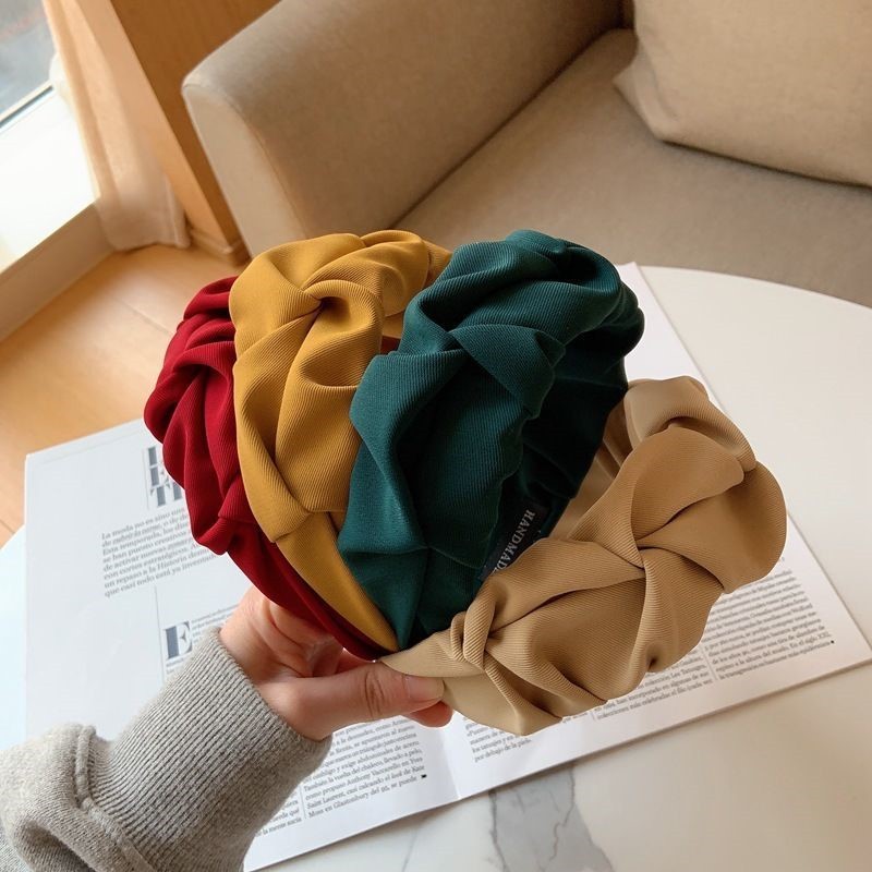 Headbands Factory - New Arrival Designer Women's Headbands Pleated Solid Color Wide Edge Hair Band Elegant