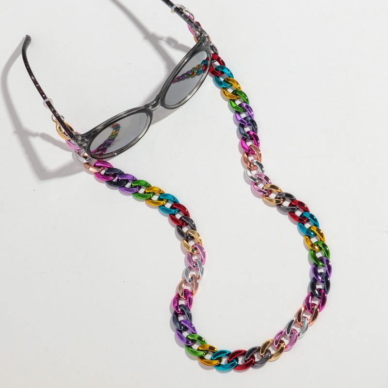 Hip Hop Chain Manufacturer - High Quality 2024 Shiny Hip Hop Metal Color Plated Chain 70cm Sunglasses Chain
