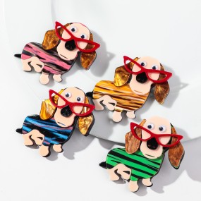 Pet Brooch Manufacturer - Cartoon New Colorful Pet Clothes Accessories Cute Glasses-Wearing Puppy Animal Dog