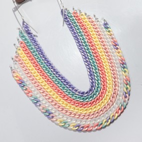 Colored Chain Factory - New Simple Colored Resin Links Pearl White Gloss Vintage Glasses Chain with Rubber Ring