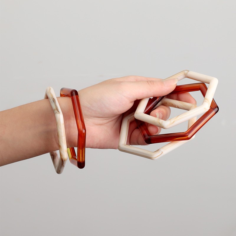 Hexagonal Bracelet Supplier - Factory Price New Hexagonal Plastic Bracelet Elegant Vintage Geometric Stackable