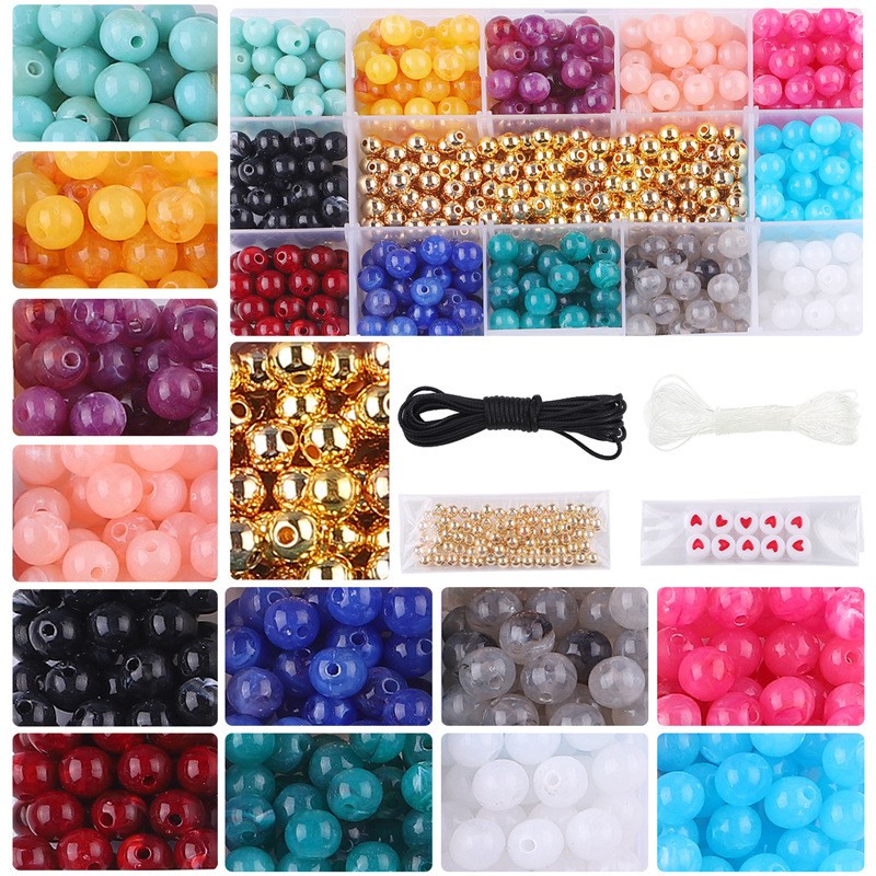 DIY Beads Supplier - Hot Selling DIY Necklace Bracelet Handmade Beaded Material 6mm Resin Beads 8mm Acrylic Rice Beads