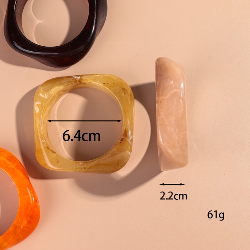 Designer Bangle Manufacturer - Vintage Chunky Boho Fashion Designer Jewelry Resin Geometric Marble Acrylic