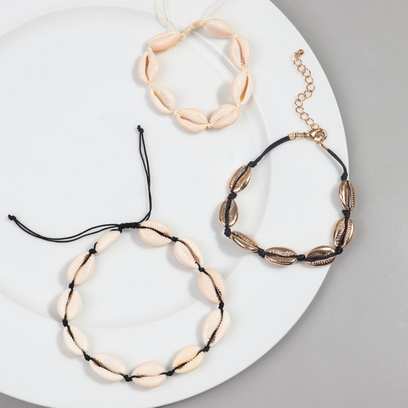 Adjustable Set Factory - Adjustable Boho Style Natural Shell Bracelet and Anklet New Hawaiian Beach Sexy Sweet Girl Gift