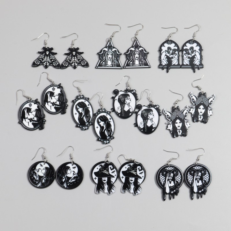 Gothic Earrings Manufacturer - Dark Jewelry Geometric Acrylic Drop Snake Halloween Witch Ghost Bride