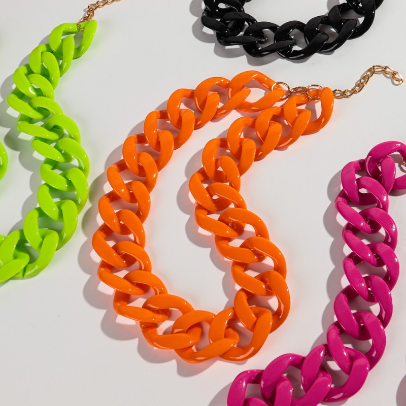 Colorful Link Set Manufacturer - Wholesale Simple Colorful Link Chain Earrings Bracelet Jewelry Fashion Glossy Necklaces
