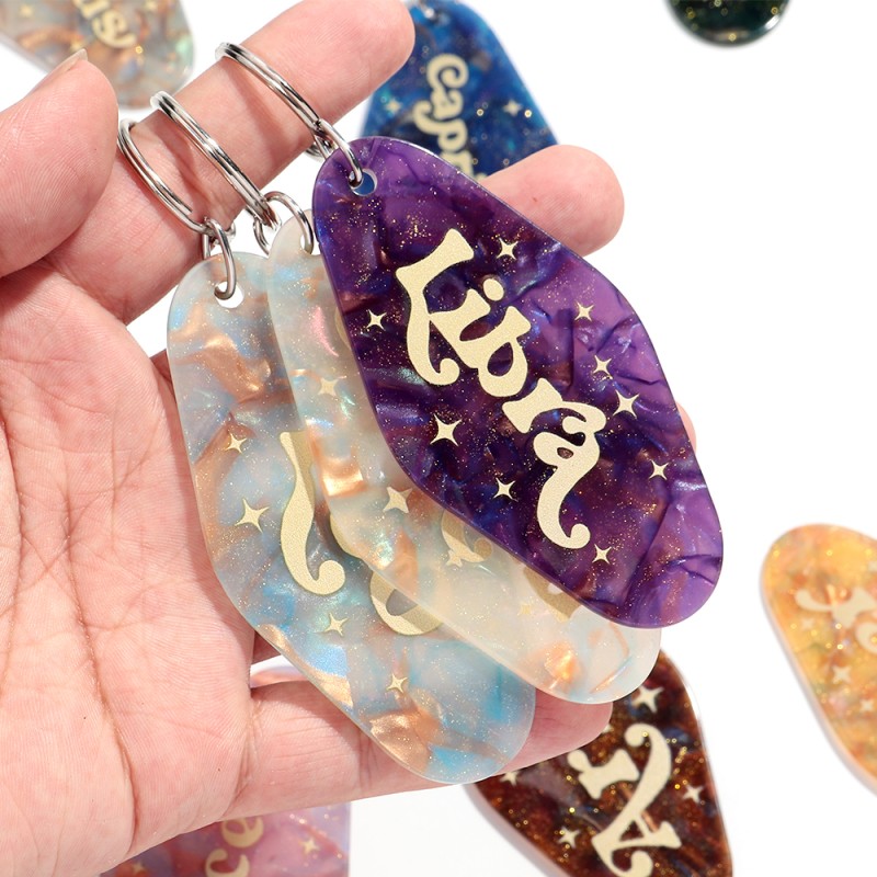 Sequin Keychain Factory - In Stock Creative Sequin Motel Keychain Personalized Luggage Tags Custom 12 Constellations