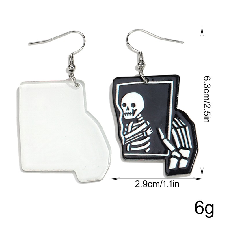 Gothic Earrings Supplier - Gothic Funny Party Jewelry Colorful Horror Print Ghost Bat Skeleton Acrylic