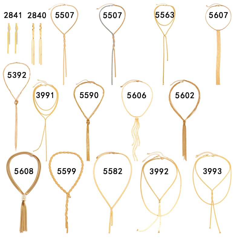 Knotted Set Manufacturer - Fashion Personalized Long Knotted Tassel Necklace&Earrings Snake Bone Chain Fashion Choker