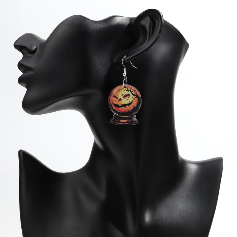 Halloween Earrings Supplier - Hot Sale New Hip Hop Personality Party Jewelry Horror Eyeball Ghost Pumpkin