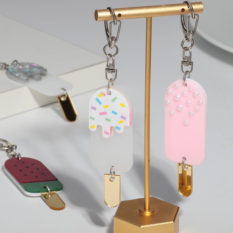 Food Keychain Factory - Cartoon Cute Casual Bag Pendant Food Charms Interesting Popsicle pink Pearl Watermelon