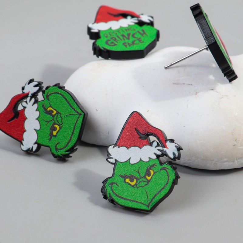 Stud Earrings Supplier - Wholesale 2024 Santa Hat Hulk Christmas Stud Party Decor Mini Acrylic Earrings