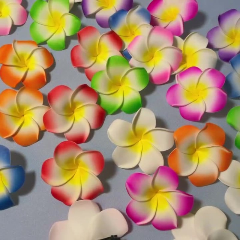 Flower Hair Decor Supplier - Hot Selling Artificial Plumeria Foam Flower Stylish Side Hair Decorations With Bangs Clip