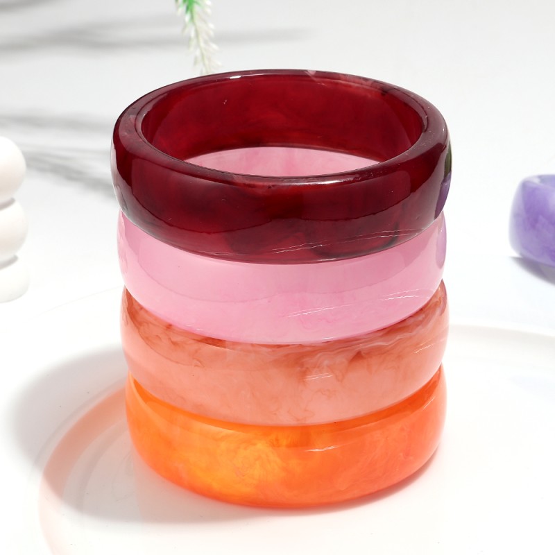 Large Bracelet Manufacturer - Trend New Large Diameter Bracelet Jewelry Geometric Acrylic Dreamy Marble Colorful