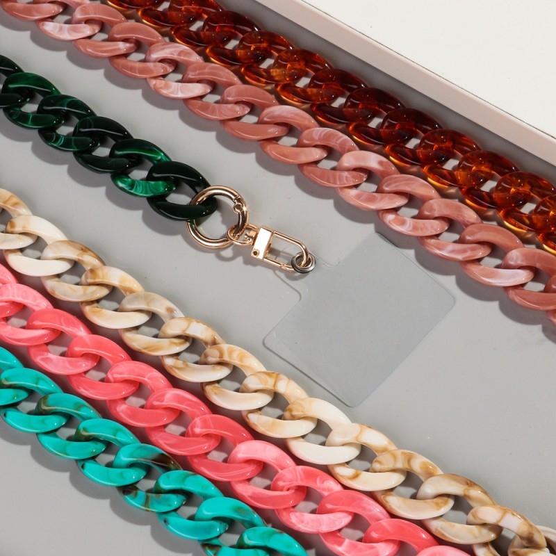 Vintage Chain Supplier - 2025 Mobile Phone Lanyards Vintage Long Necklace 120cm Crossbody Chain Glossy Acrylic